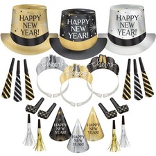 Amscan Party New Year’s Eve for 100 Guests Black, Gold and Silver, 200 Piece