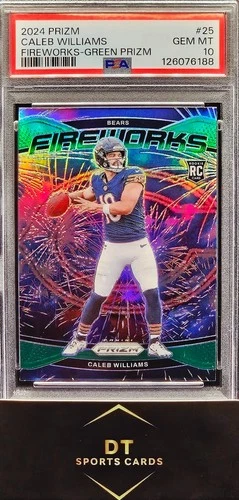 2024 PRIZM CALEB WILLIAMS #25 FIREWORKS-GREEN PRIZM (RC) PSA 10 GEM MINT