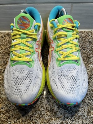 ASICS GEL-Cumulus White Green Blue Yellow Low Top Running Sneaker 1011B419