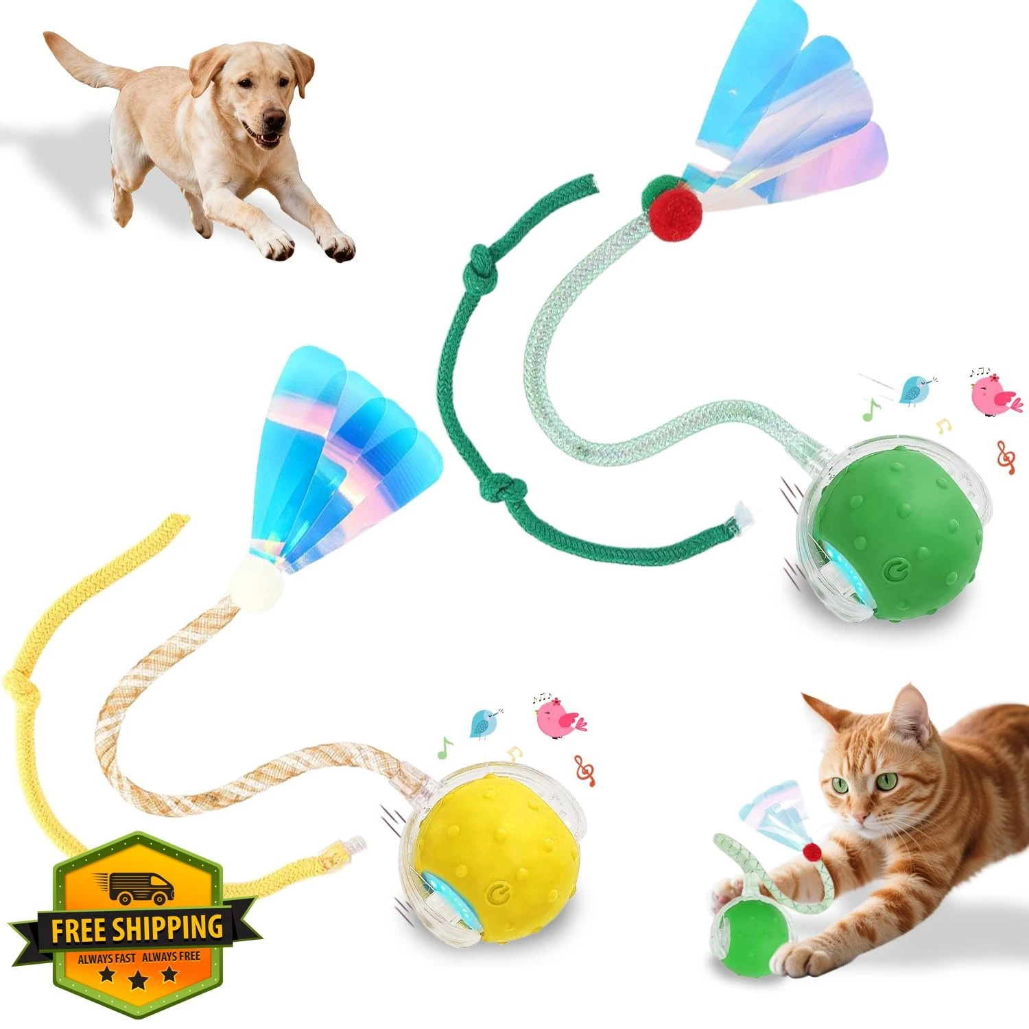 FurryJoy YellowandGreen Smart Cat Toy