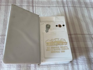 Vintage The Hicksville Ohio Building Loan & Savings Co Baby's Bank w/ Key