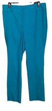 LANE BRYANT WOMEN'S PLUS SZ AQUA SLACK BUTTON ZIP CLOSURE POCKETS STRETCH SZ 20