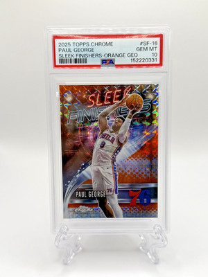 2025-26 Topps Chrome Paul George Orange Geometric Refractor #9/25 PSA 10 ~ POP 1
