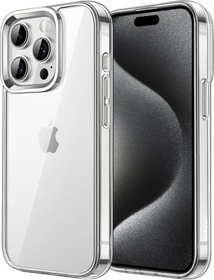 JETech Hülle für iPhone 15 Pro 6,1'' Stoßfest Anti-Vergilbung Transparent