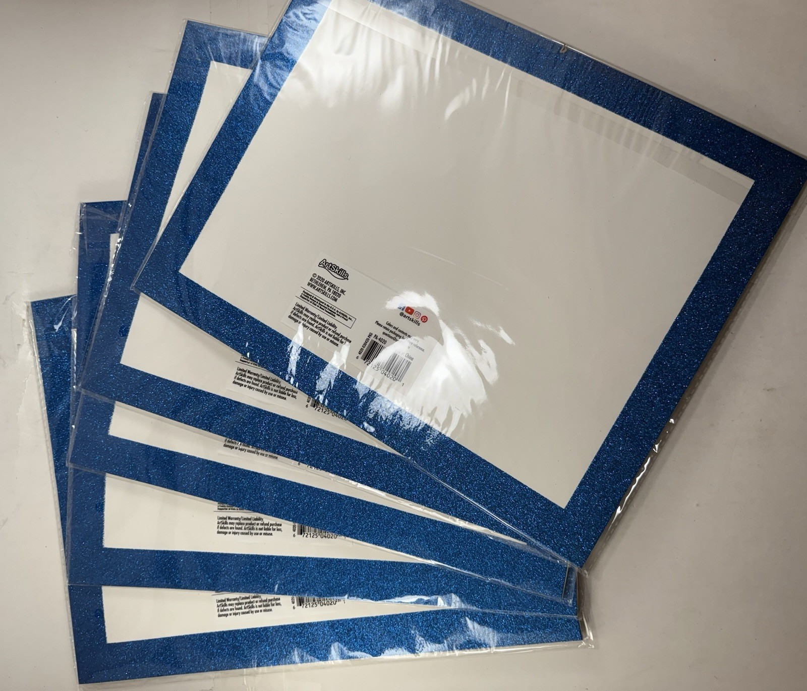 Lot Of 2 Packages Of 5 ArtSkills Glitter Framed Boards, 11 x 14, 5 Colors. 