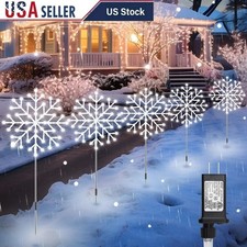 Outdoor Snowflake Lights Christmas Pathway Decor Waterproof 8 Modes Driveway New
