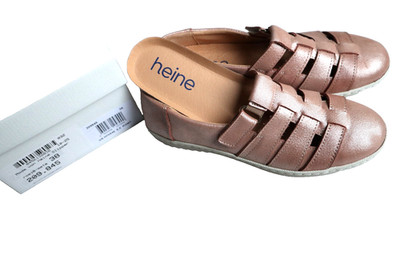 HEINE softes LEDER Klett BALLERINAS Slipper  38  NEU OVP
