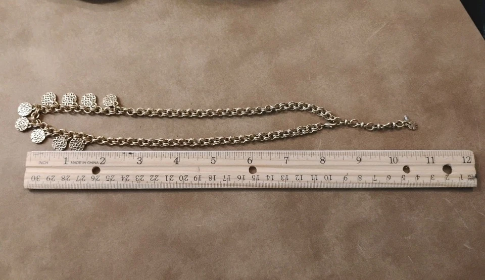 Diseñador LUCKY Marca Antiguo Tono Dorado Brillante Medallones 17"+ Collar! Foto 4 de 4