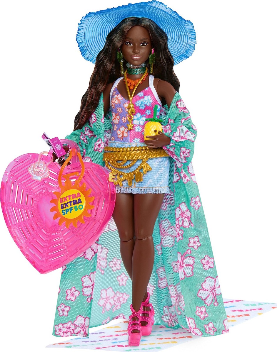 キャラクターグッズ Barbie - Barbie Barbie Extra Fly Doll with Beach-Themed Travel Clothes & zzzz-s