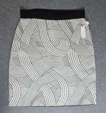 Maeve by Anthropologie White Black Abstract Woven Print Skirt Size XL NWT