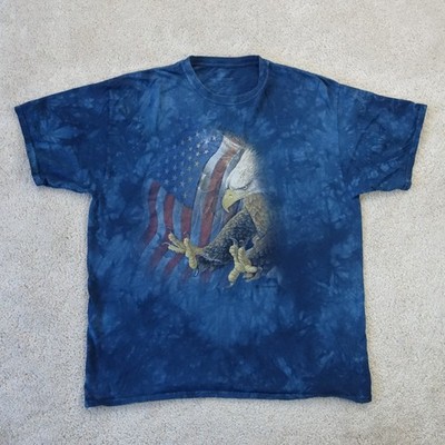 The Mountain Eagle T-Shirt Herren XXL Blau Batik USA Flagge Y2K Grunge Top