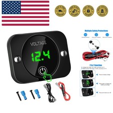 Battery Voltage Gauge, DC Volt Meter 12V 24V, LED Digital Display Voltage Met...