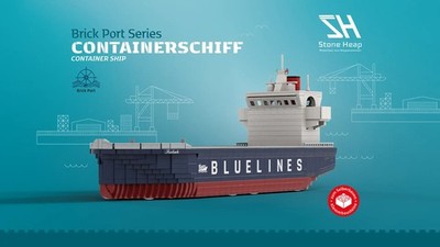 Stone Heap Containerschiff 2.410 Steine 58 cm länge Hafen Klemmbausteine NEU OVP