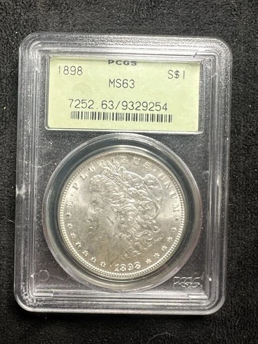 1898 Morgan Silver Dollar $1 PCGS MS 63 OLD GREEN HOLDER