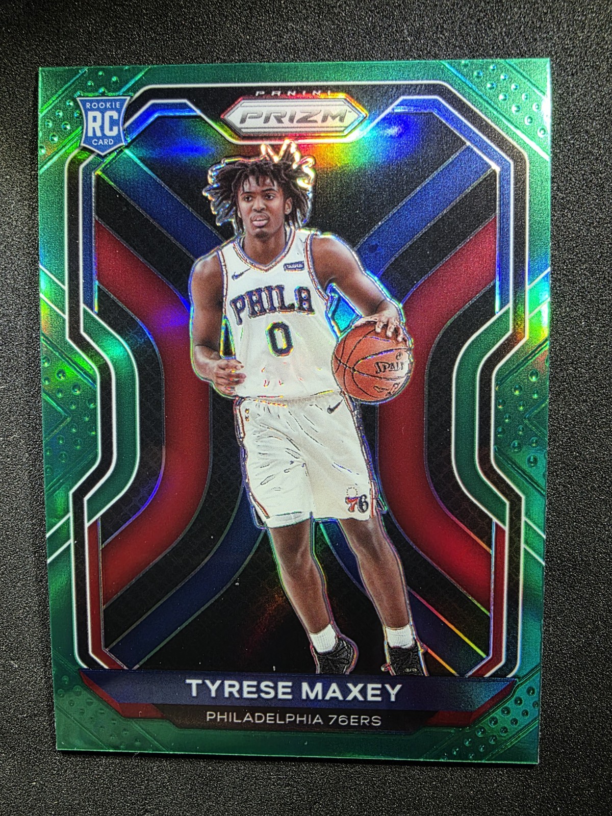 2020-21 Panini Prizm Tyrese Maxey GREEN Prizm Rookie 76ers RC #256