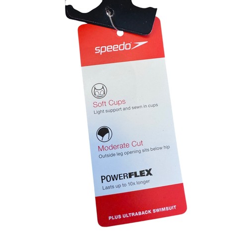 Speedo womens soft cup one piece black Sz 20 moderate cup power flex NWT - Picture 24 of 24