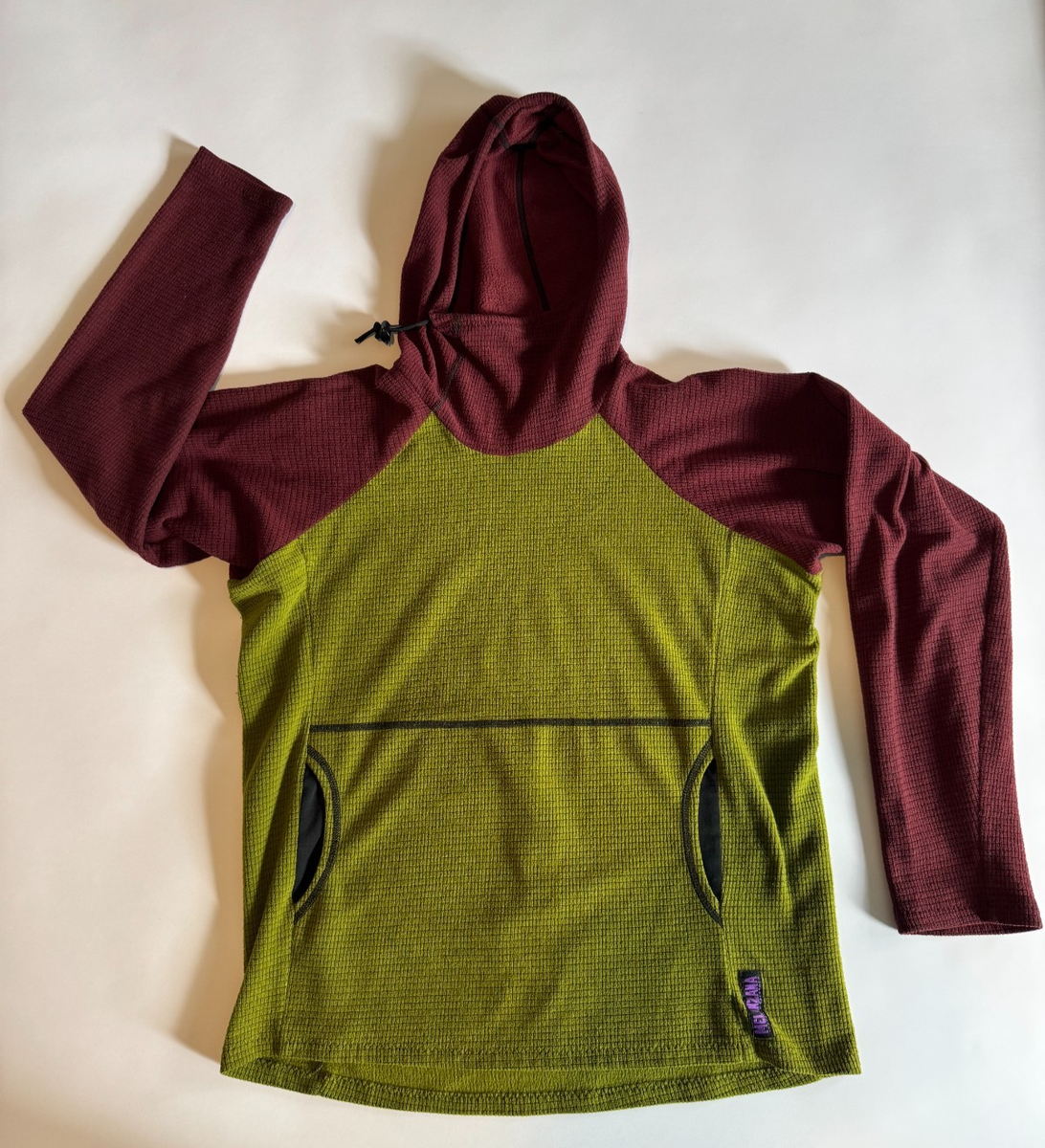 Melanzana V1.0 Men's Medium Micro Grid Hoodie Burgundy / Pine