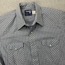 Vintage 90s Wrangler Pearl Snap Shirt Mens 17x35 XL Gray Plaid USA Made