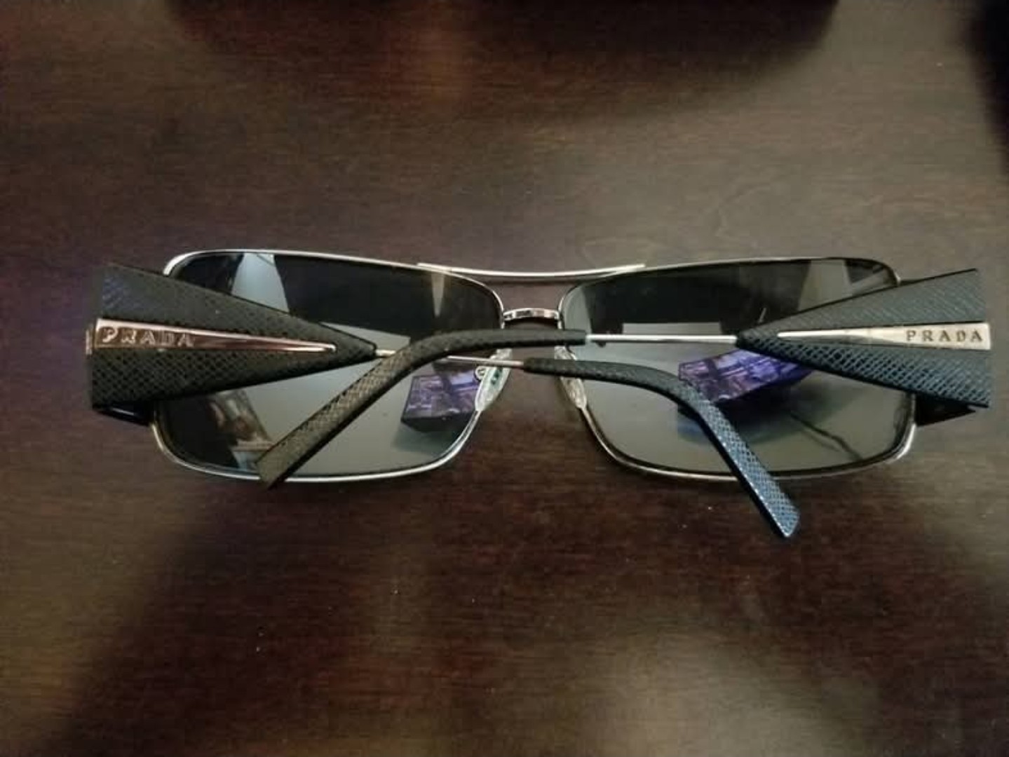 PRADA Men's Rectangular Sunglasses Silver Metal F… - image 2