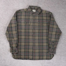 Vintage LL Bean Green Flannel Large Long Sleeve Button Shirt