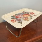 Vintage Folding Floral Metal Lap Tray TV Retro Mid Century Bed — photo 1