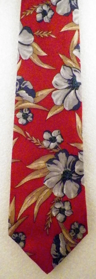 Corbata de seda para hombre con flores tropicales azules colección Mikael York Foto 2 de 4