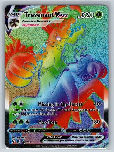 Trevenant VMAX (Secret) 206/203 SWSH07: Evolving Skies Holo NM