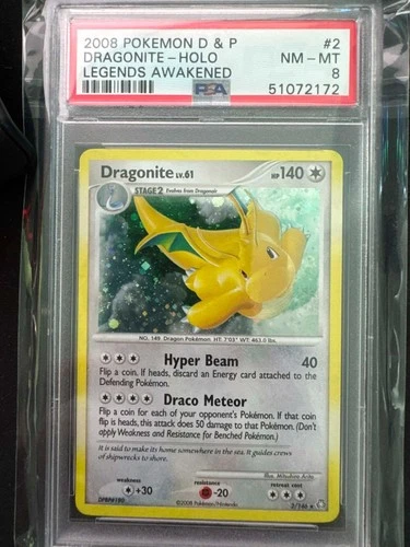 2008 Pokemon D & P Legends Awakened Dragonite Holo Graded PSA 8