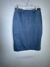 Talbots Women's Vintage Denim Midi Skirt Size 12 Dark Blue Casual