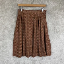 Jones Wear Vintage Skirt Womens 6 Red Yellow Rayon Side Button Flare- 8660