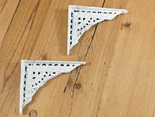 2 Shelf Braces Wall Brackets Cast Iron SMALL 5 x 4 Corbels Distressed White 