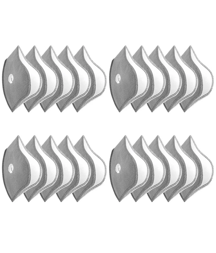 20 PACK 5-Layer PM2.5 Adult Cycling Replacement Filters Only For Face Mask- USA - Image 2 of 4