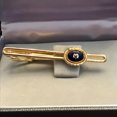 Vintage Designer Mila Schon Tie Clip, Tie Bar Gold Tone Black  display picture 1