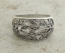 WIDE .925 STERLING SILVER FILIGREE VINE BAND RING size 6 style r1820