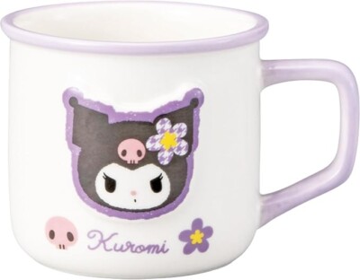 SANRIO Retro Enameled Mug White  Kaohana Kuromi  approx. 300ml approx. 12 x 8cm