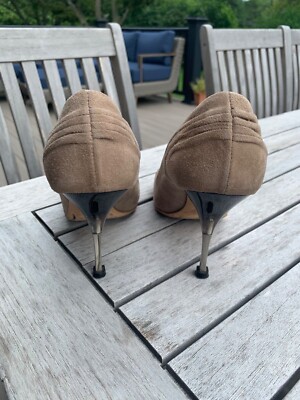 PRADA Suede Peep Toe Pumps, beige size 39.5 | eBay display picture 2