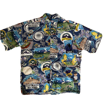Reyn Spooner Colorado Rockies Shirt Small Multicolor MLB Baseball All Over Print
