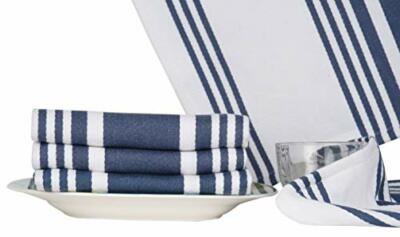 Urban Villa 100% Cotton Kitchen Towels - 20x30 Inches, Super Absorbent, Soft, Set Of 6, Blue/White Stripes - View #14