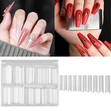 Long Straight Square Shape Tips For Acrylic False Nail With Box (Clear)