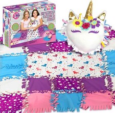 DIY Unicorn Sewing Blanket Pillow Kit for Girls - No Sew Blankets