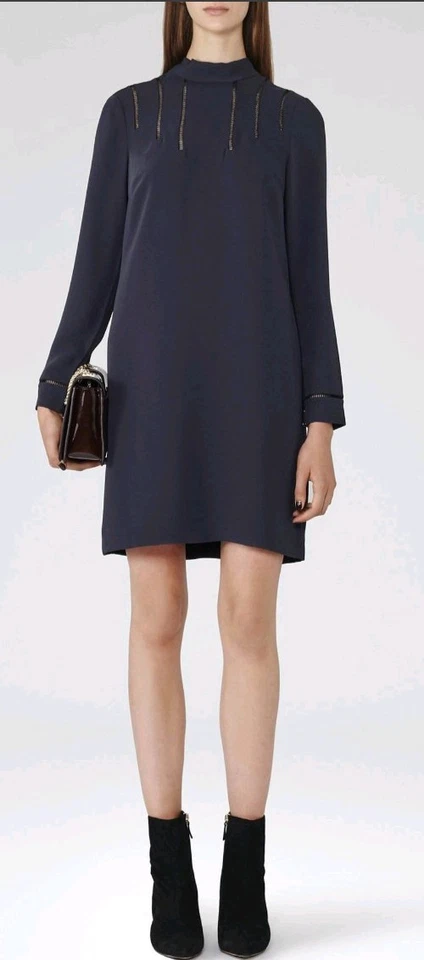 Designer REISS Christina dress size 12 --BRAND NEW- long sleeve navy - Image 3 of 4