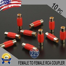 10 Pcs Bag Female To Female RCA Couplers RED w/Gold Plated Connector PACK Lot US