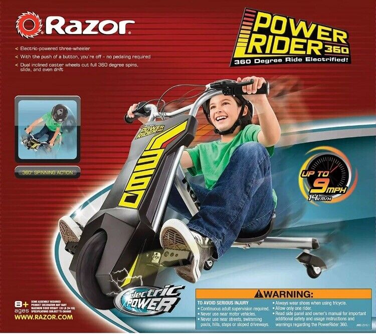 Razor Power Rider 360 Electric Tricycle Up To 120 pounds 12 Hour Battery Time