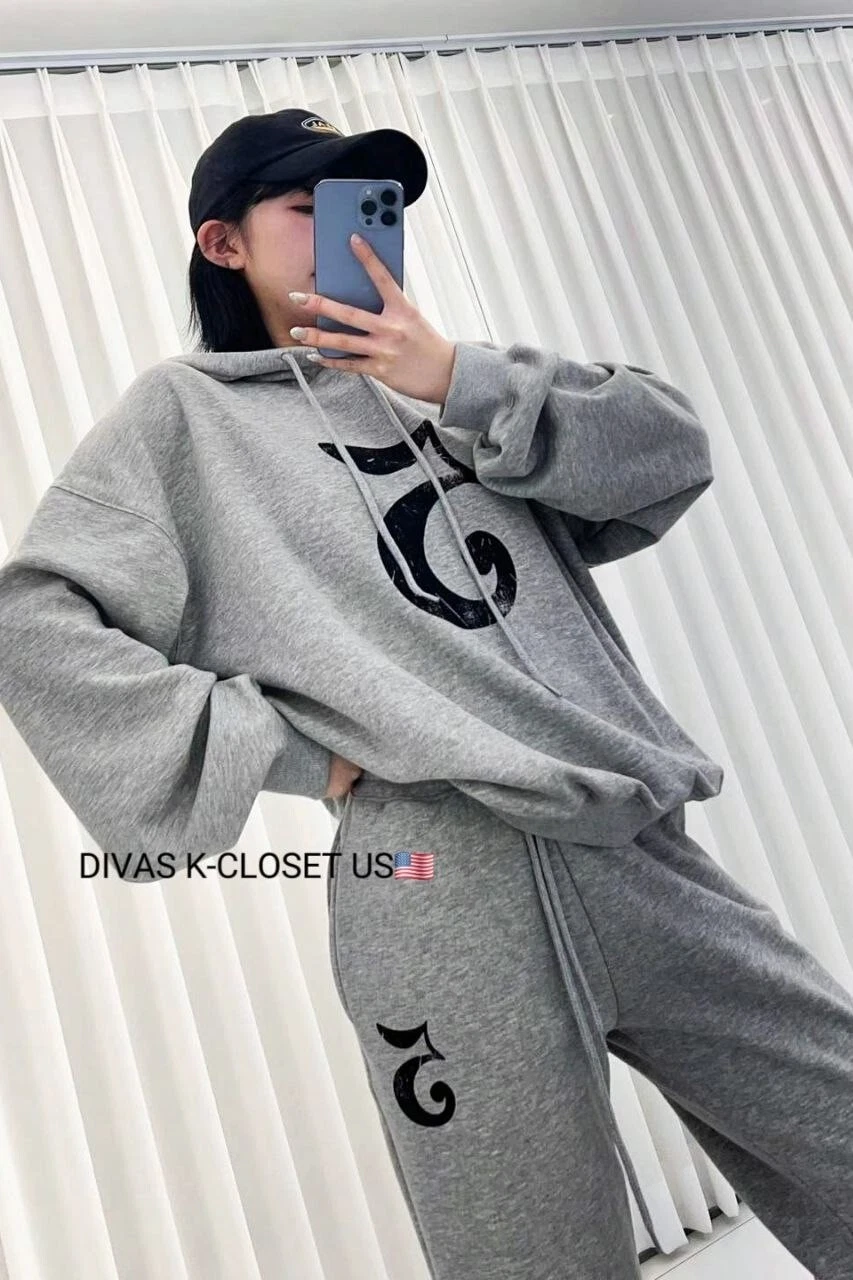 Hoodie cozy set women -2PIECE Hoodie sweatshirt & straight pants - Madein KOREA