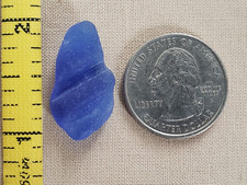 GENUINE BEACH SEA GLASS SURF TUMBLED CORNFLOWER LIGHT BLUE NECK LIP PENDANT V3