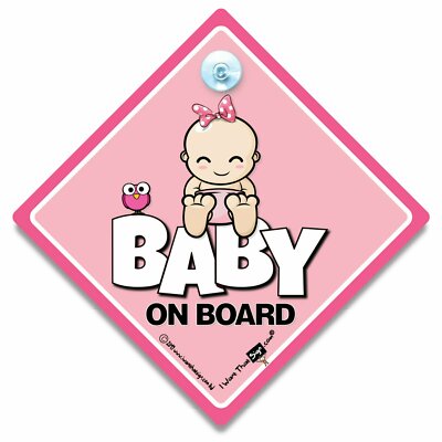 Baby On Board Sign CUTE BABY GIRL, Baby On Board Sign, Suction Cup Sign ...
