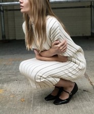 New ZARA Striped Oversized Quilted Dress Midi Tunic Kaftan Ecru Black S UK 10 12