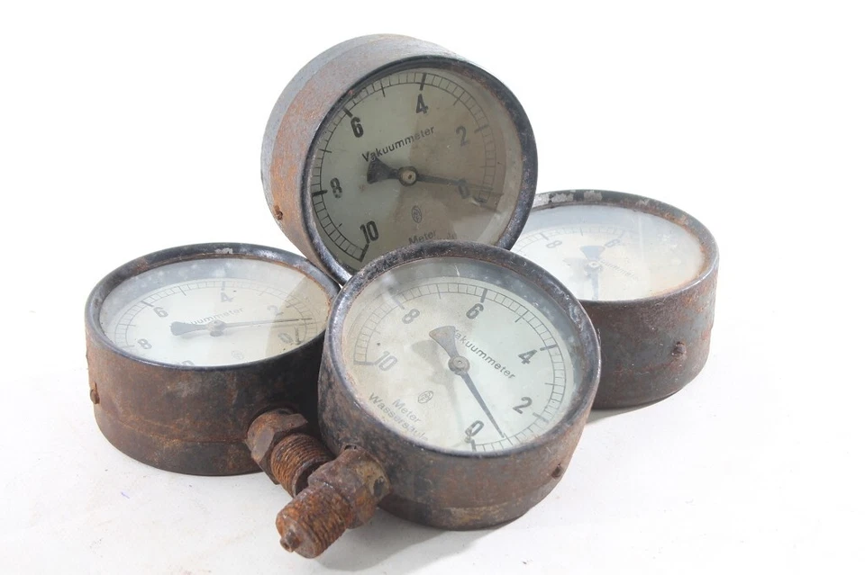 1 x altes Vakuummeter Anzeige Vintage Steam-Punk Retro Deko Messgerät - Bild 2 von 4