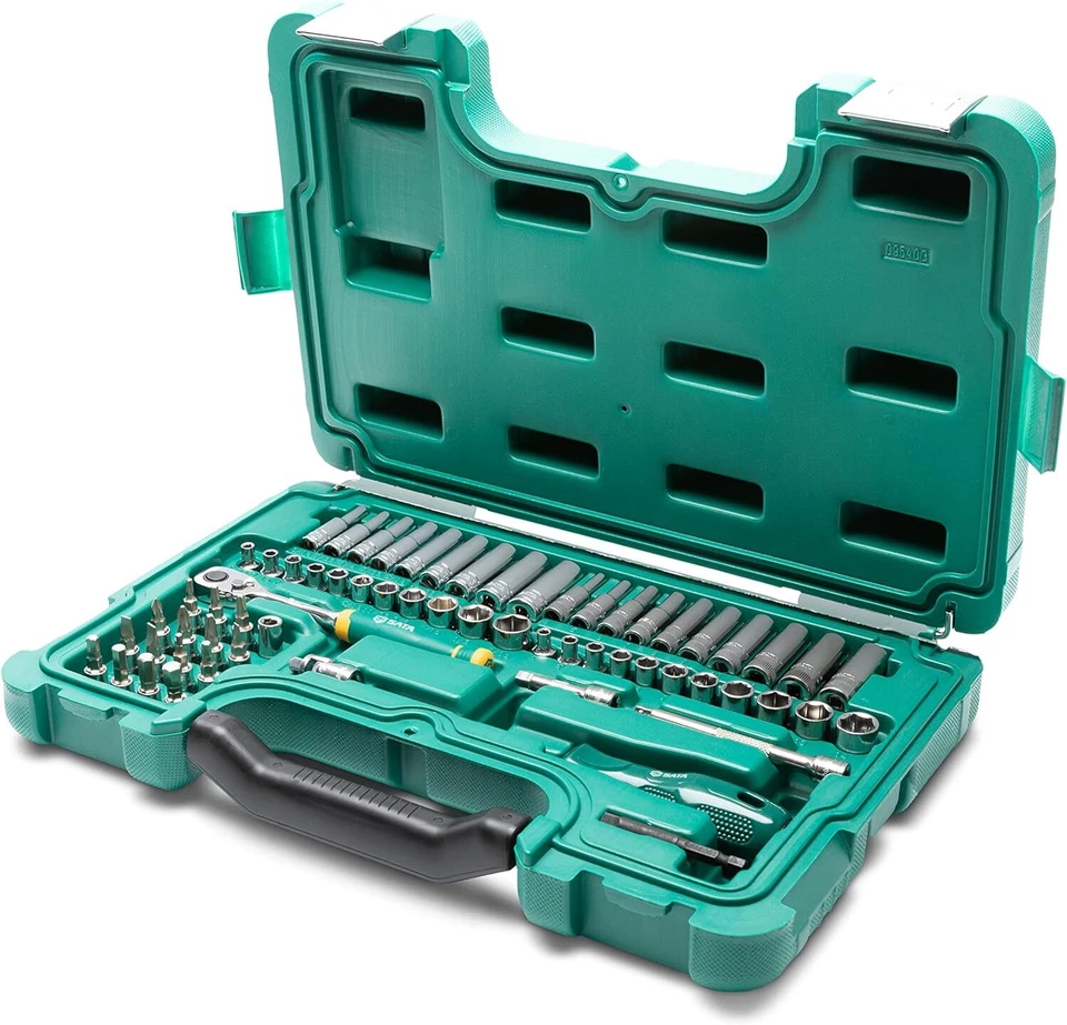 SATA 63 Piece Mechanics Tool Set | SAE & Metric | 1/4" Drive 72 Tooth Onesize  Foto 3 de 4