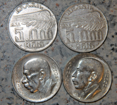 5000 Reis  Santos Dumont , Brasilien (Brazil), 1935, Silber (ss/VF)